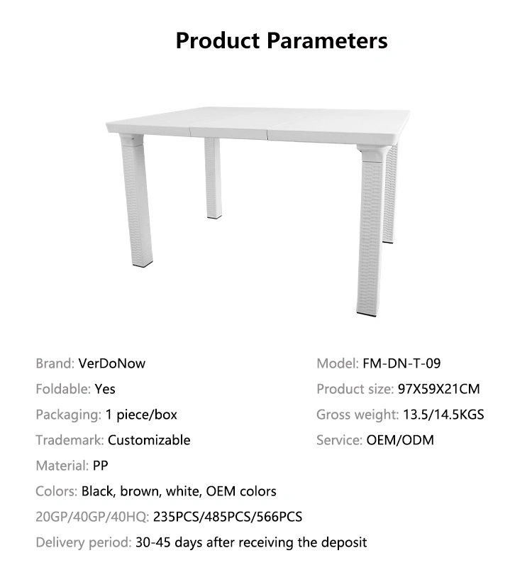 Plastic Garden Table Outdoor Rattan Furniture Foldable