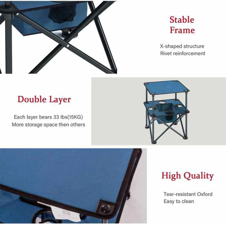Portable Light Weight Outdoor Picnic Folding Square Metal Stable Frame Camping Table with Cup Holder