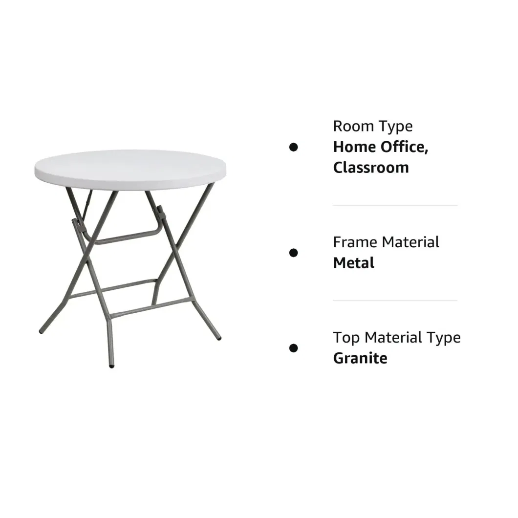 Outdoor Lightweight Modern Round Granite White Portable Plastic Folding Table