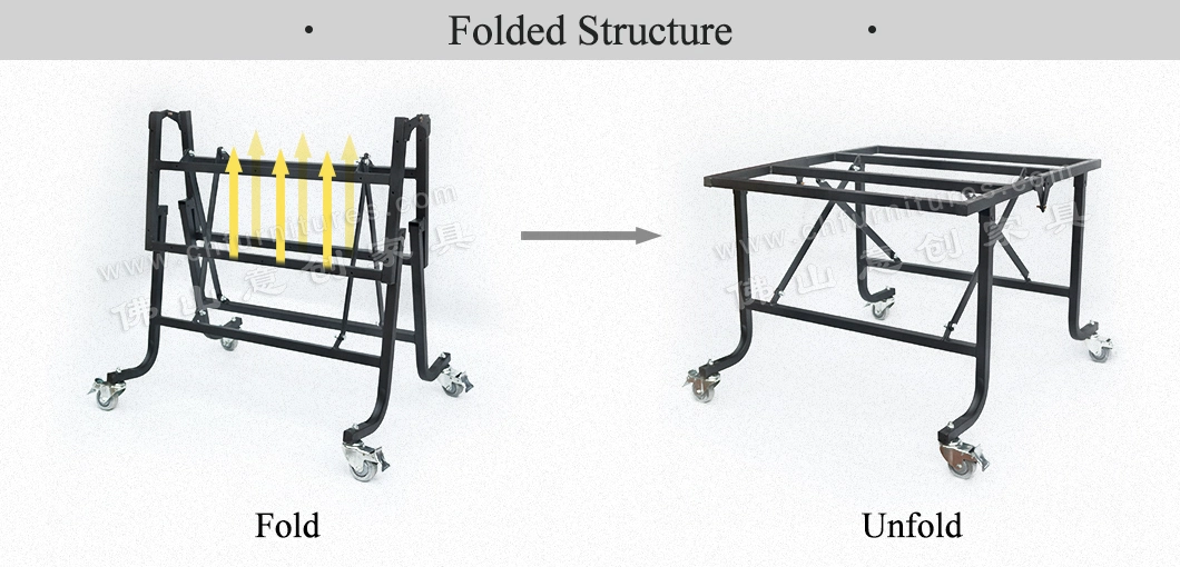 Foshan Wholesale Black Folding Table Frame with Wheel Yc-Ts154-01