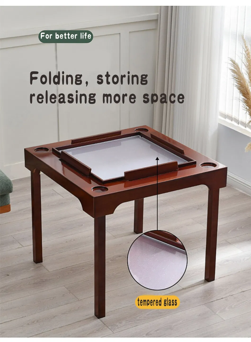 Park Home Office Hotel Foldable Wood Table Folding Card Game Table