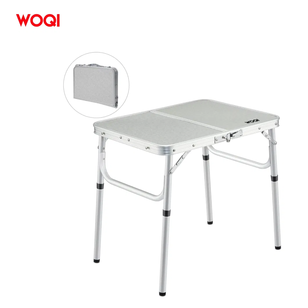 Woqi Portable Outdoor Folding Table Aluminum Camping Table Adjustable Height for Portable