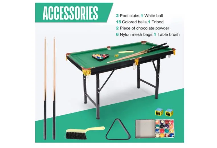 Folding Billiard Table Space Saving Pool Game Table for Kids and Adults