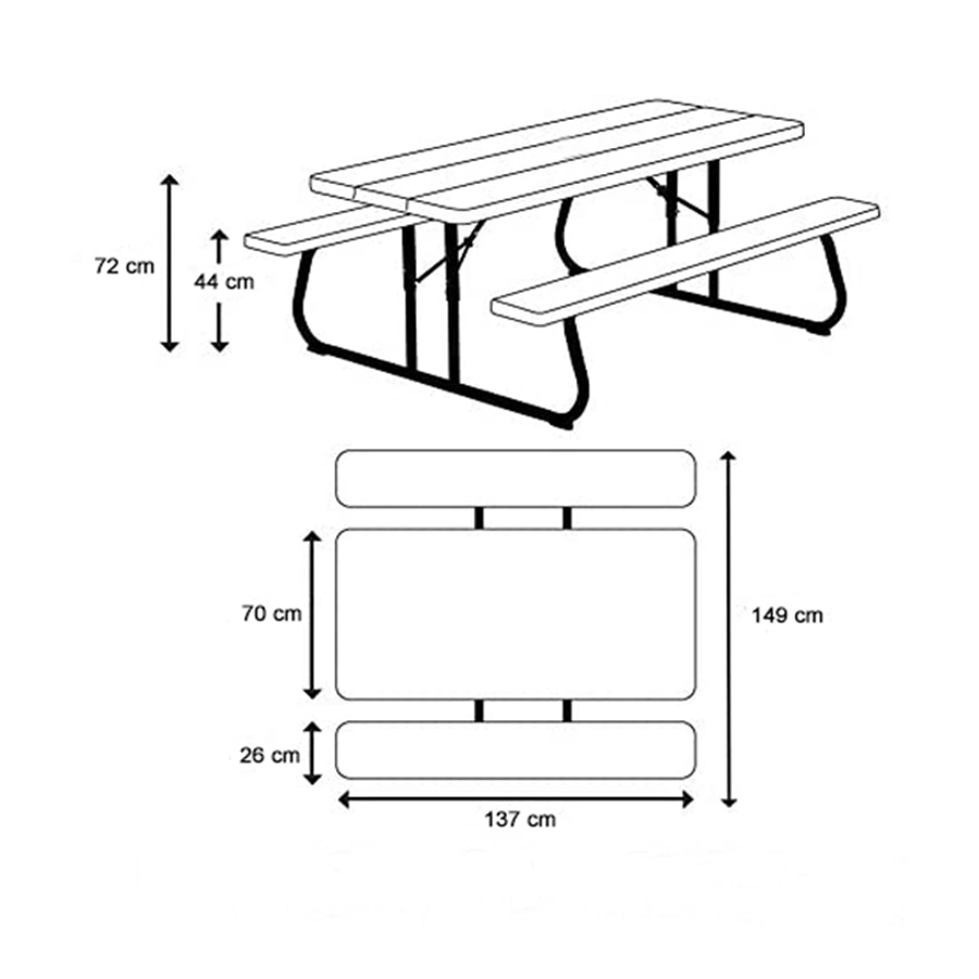 Heavy Duty Commercial Bistro Outdoor Leisure HDPE Plastic Folding Picnic Table with Seats