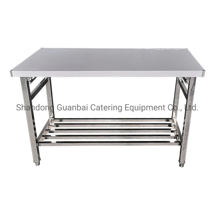 Guanbai large capacity stainless kitchen appliance folding table steel prep workbench
