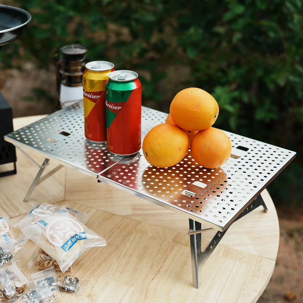 Outdoor Camping Mini Rectangular Folding Table White Stainless Steel Folding in Half Table