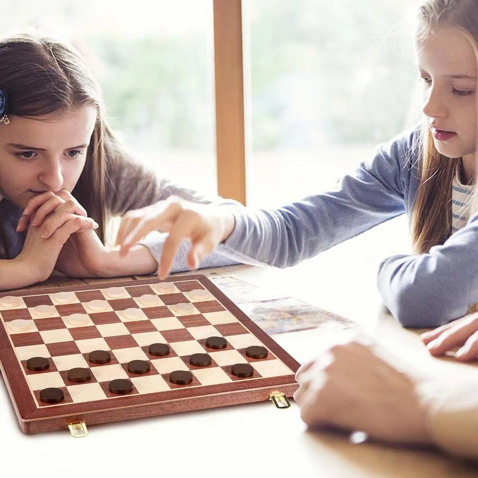 Wood 3 in 1 Chess Backgammon Table Wooden Chess Table with Drawer and Legs