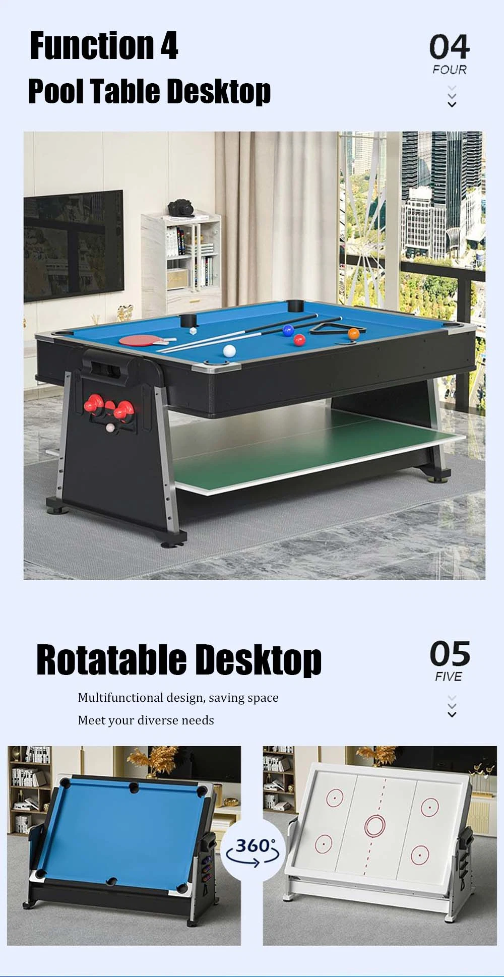 Wiraka Round Foldable Billiard Table 9 Feet