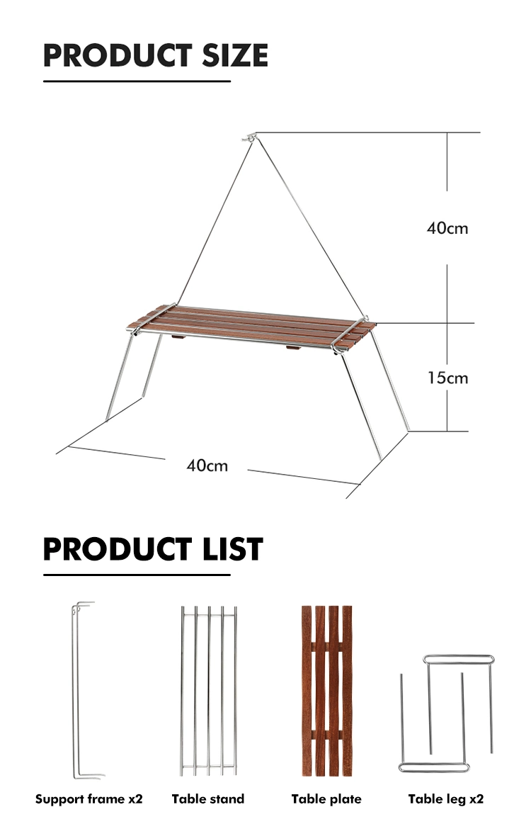 Outdoor Picnic Camping Rack Portable Wood Folding Rack Small a Table