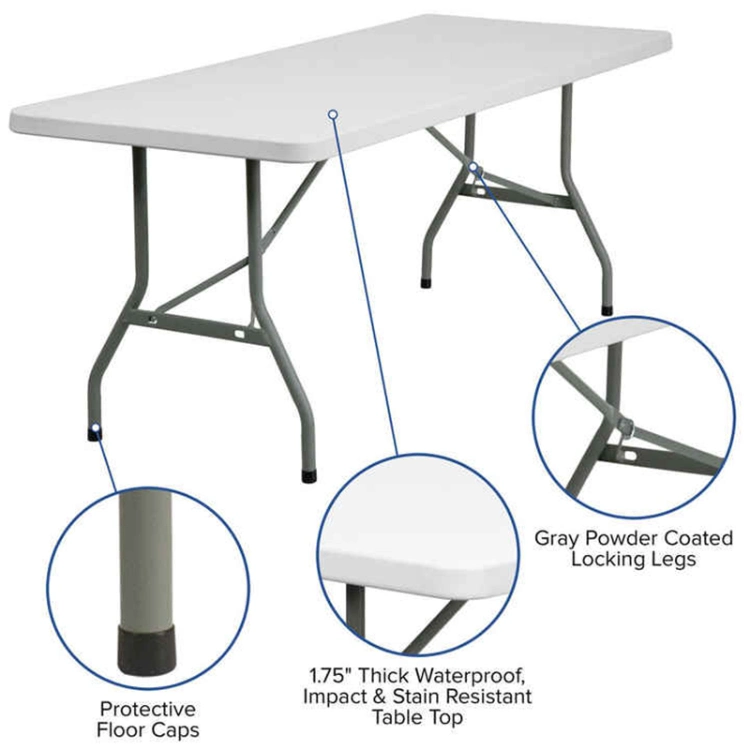 6 FT Portable Folding Table Outdoor Picnic Plastic Camping Dining Party Indoor Centerfold