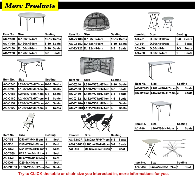 4FT 5FT 6FT 8FT Easy Folding BBQ Picnic Dining Table Rectangular Outdoor Camping Plastic Portable Folding Table