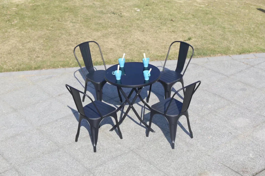 Outdoor Leisure Milk Tea Shop Folding Table Combination of Small Round Tables and Chairs Outside Balcony Garden Chairs and Tables