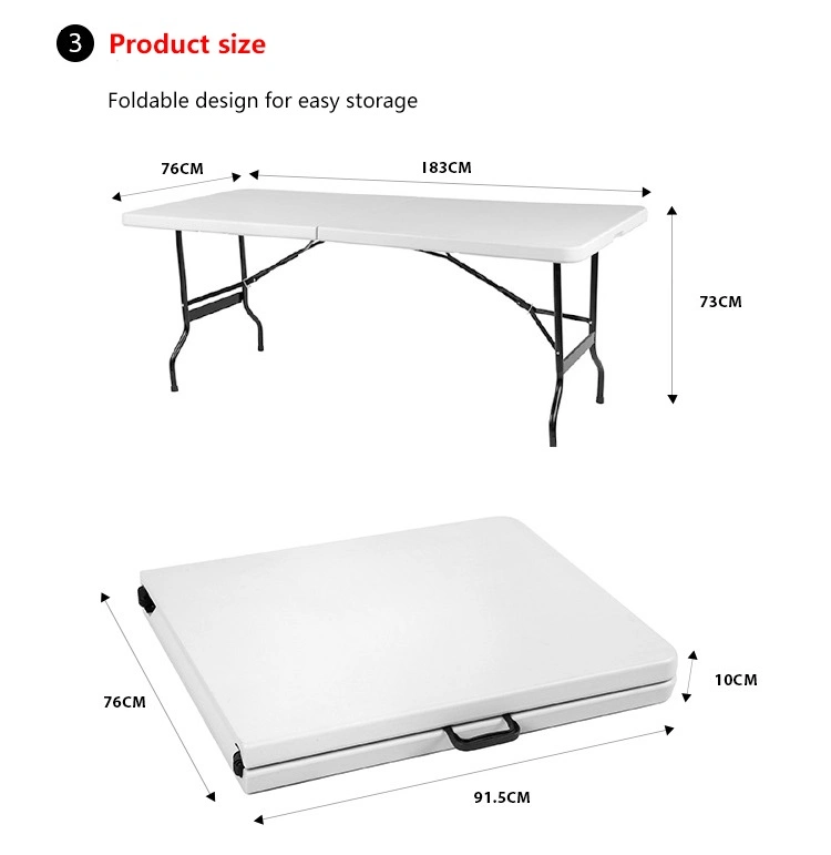 White Outdoor 6 Feet Folding Table 6 FT