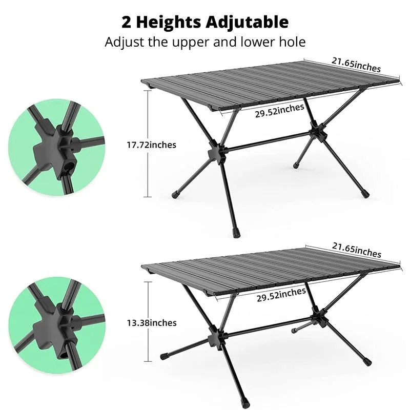 Height Adjustable New Aluminum Folding Beach Table Camping Table