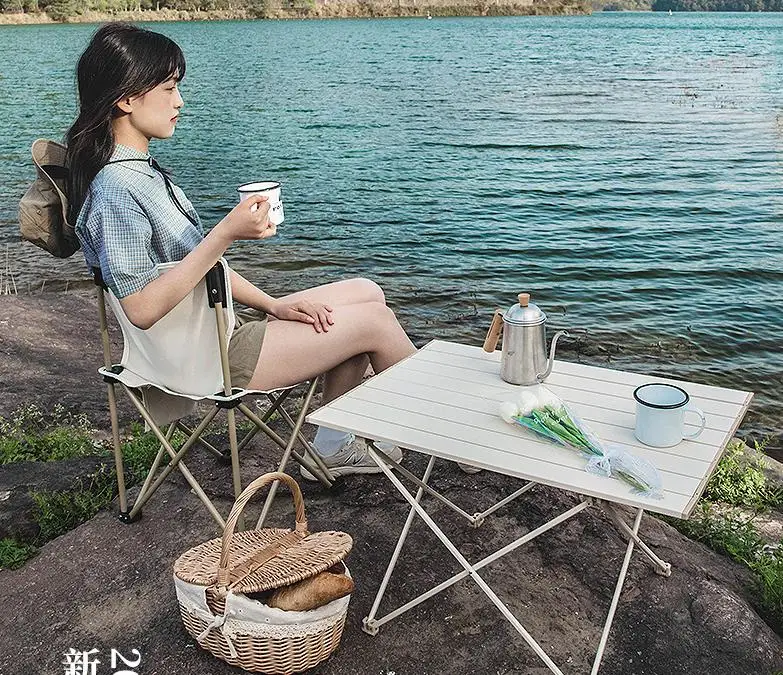 Small Size Outdoor Portable Folding Table, Aluminum Alloy Table, Picnic, Barbecue, Camping Table