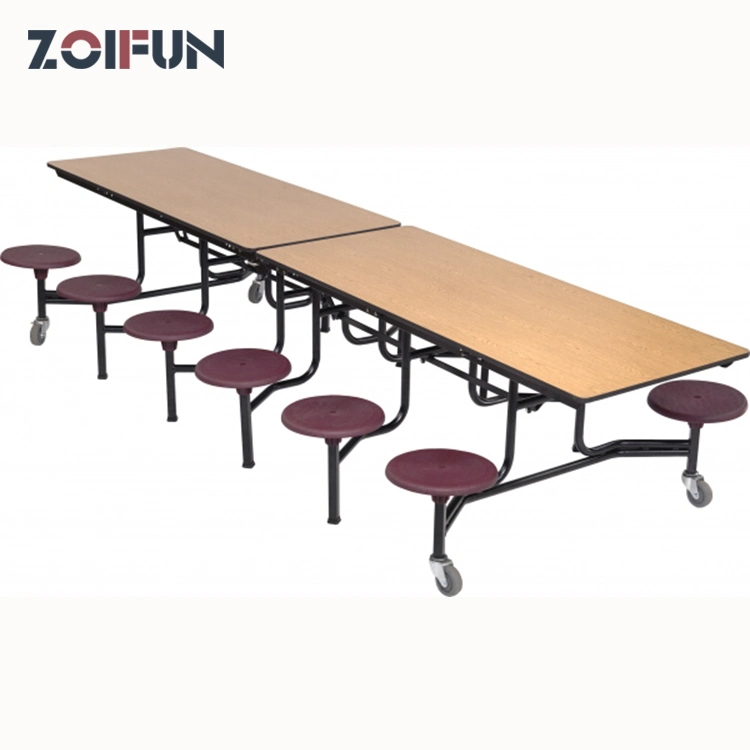 School Folding Mobile Canteen Dining Multi-Function Table Furniture Multi People 8-12 Persons