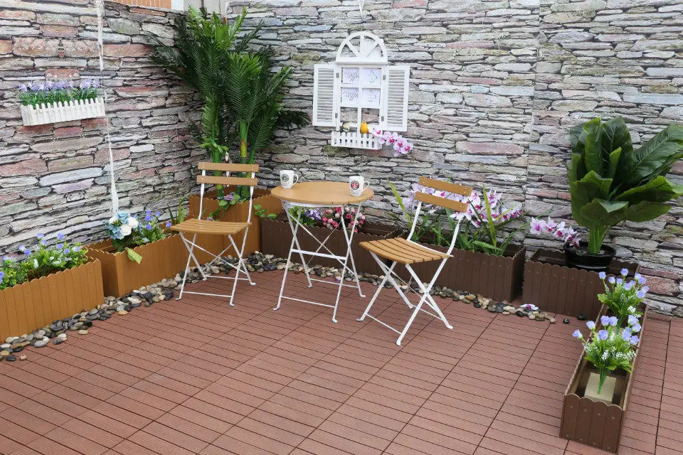 Outdoor Aluminum Chair Plastic Table and Chair Set for Restaurant Plastic Wooden Fold Three-Piece Set