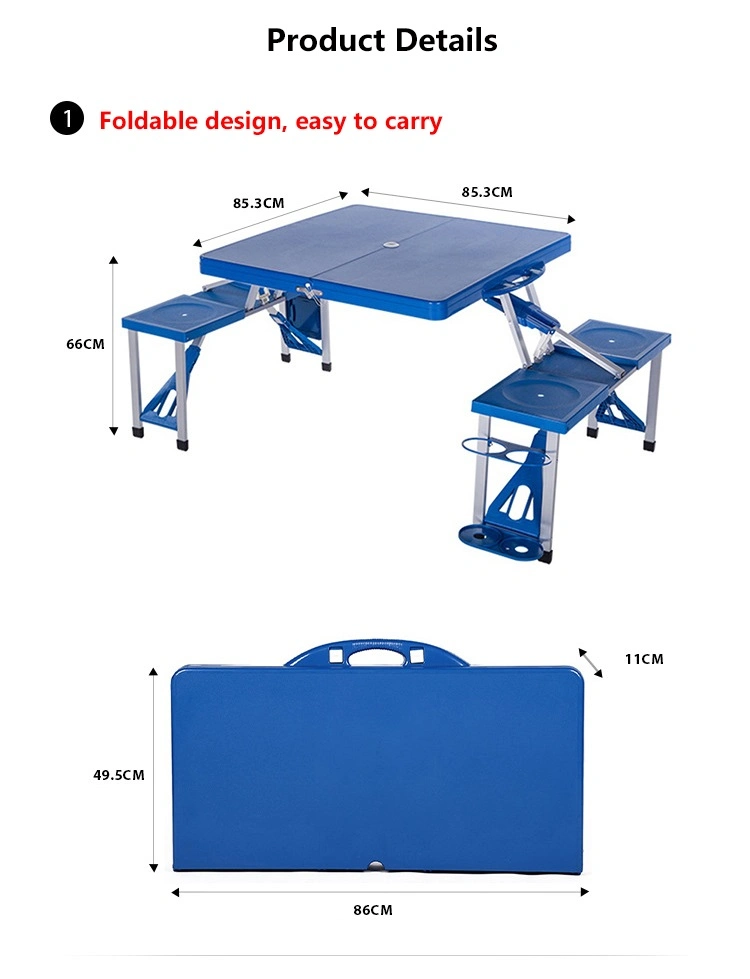 Foldable Camping Table with Chairs Outdoor Picnic