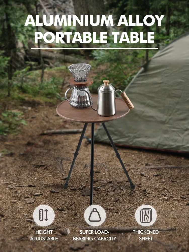 Outdoor Round Folding Table Aluminum Round Side Table Portable Collapsible Light Small Round Camping Table