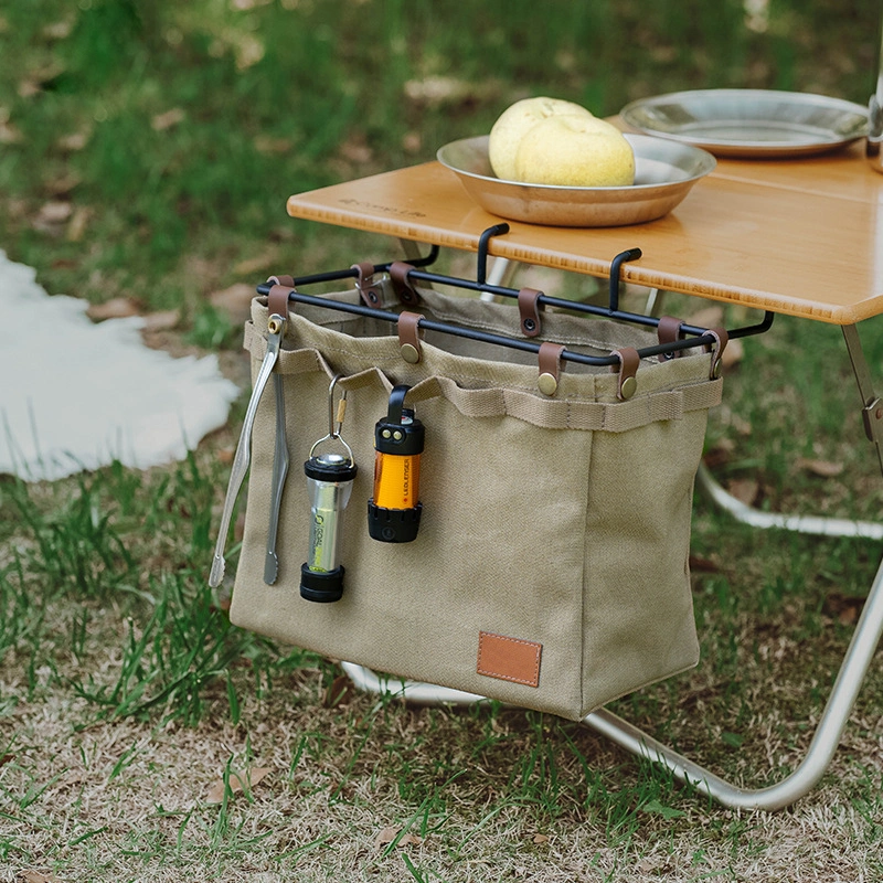 Storage Bag Outdoor Camping Table Side Hanging Bag for Mountain Customers Foldable Canvas Picnic Convenient Storage Bag