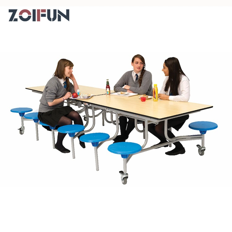 School Folding Mobile Canteen Dining Multi-Function Table Furniture Multi People 8-12 Persons