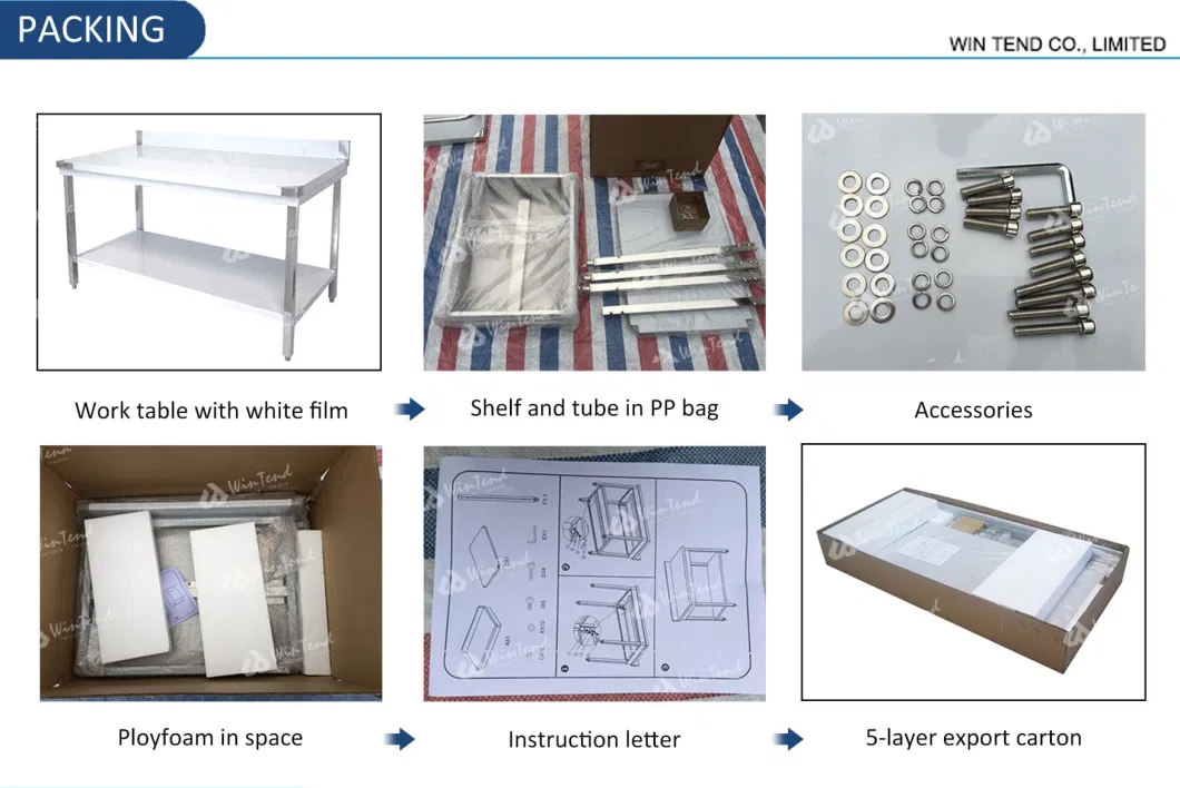 Restaurant Industrial Equipment Kitchen Foldable Work Table with Board