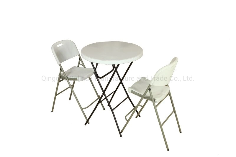 Plastic Folding Table Round Used for Banquet Outdoor Wedding Folding Tables 6 FT Table Chairs