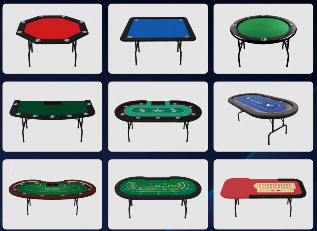 Folding Texas Hold &prime;em Poker Table with Leather Cushioned Rail 10 Player Gambling Tables