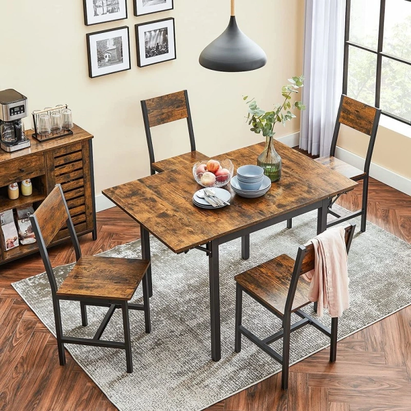 Retro Brown Black Foldable Dining Table 0694