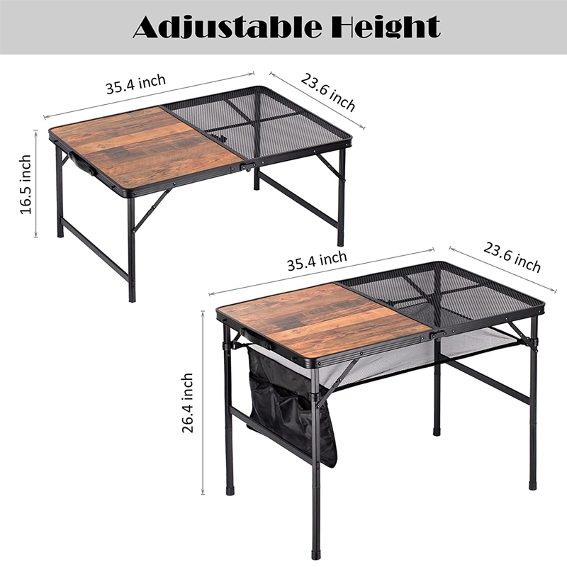 Portable Grill Table for Outside Patio Foldable Metal Table for BBQ Lightweight Camping Picnic Table