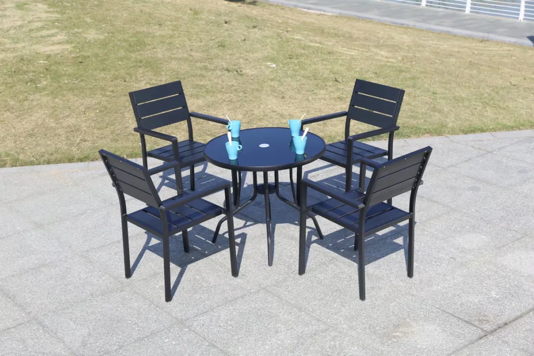 Outdoor Leisure Milk Tea Shop Folding Table Combination of Small Round Tables and Chairs Outside Balcony Garden Chairs and Tables