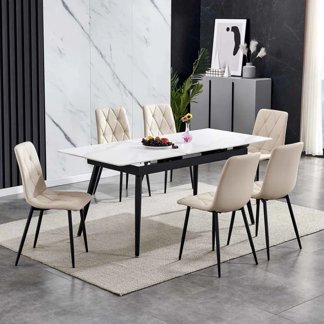 Italian Modern Folding Extendable Furniture Dining Table Sets Luxury 6 Chairs Sintered Stone Ceramic Marble Dining Table Set