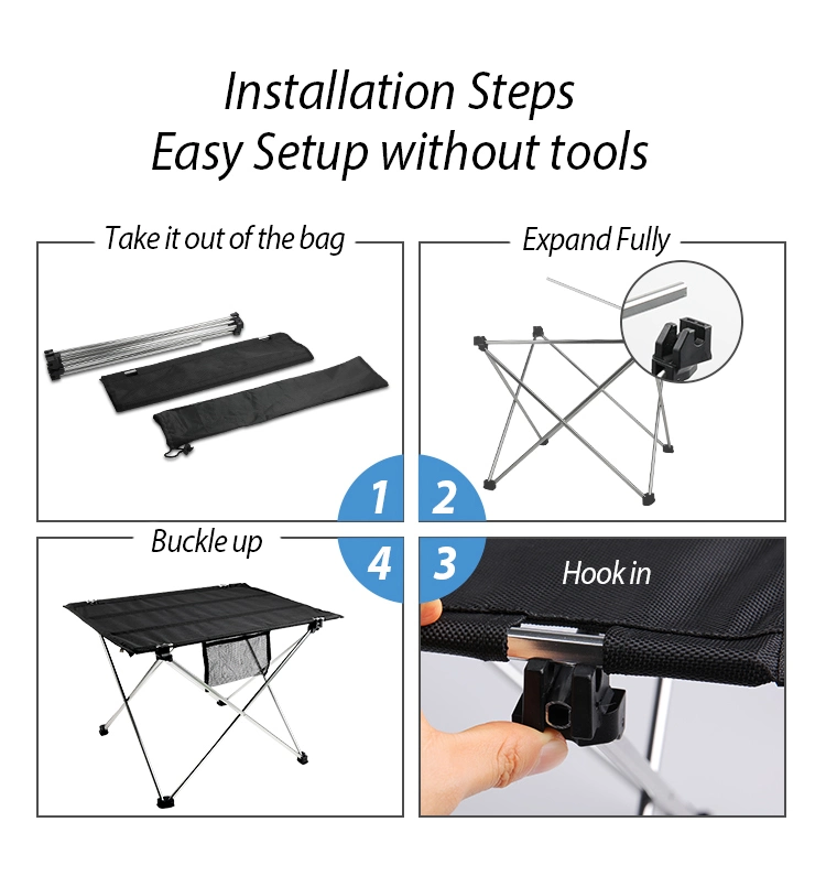 Portable Folding Camping Table with Aluminum Table Top Ultralight Camp Folding Side Table