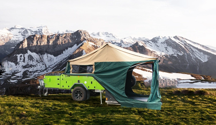 Pop up Canvas Folding Camp Tent Trailer Waterproof 3-4 Person Camper Trailer Tent