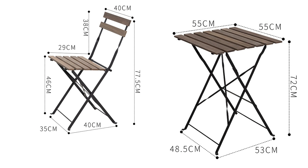 Garden Balcony Dining Room Portable Folding Table Chair Furniture Set