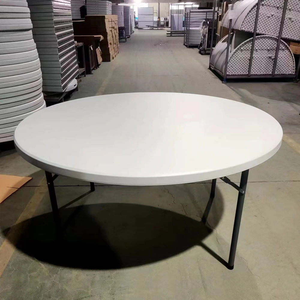 Wholesale 72 Inch 6FT Event Banquet HDPE White Plastic Round Folding Tables for Weddings