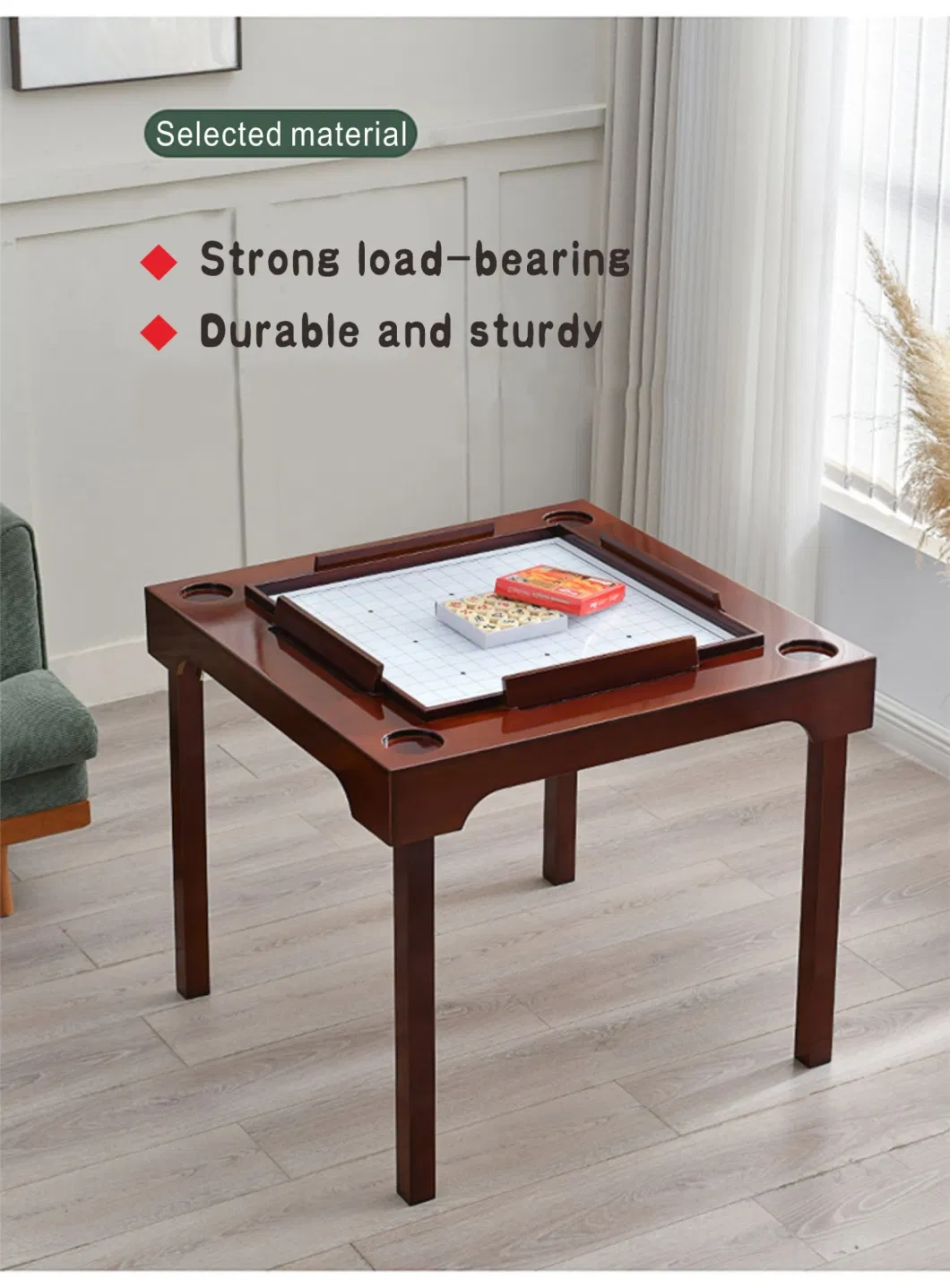 Wooden Domino Table MDF Folding Metal Legs Table Manufacture for 4 Players Play Casino Games