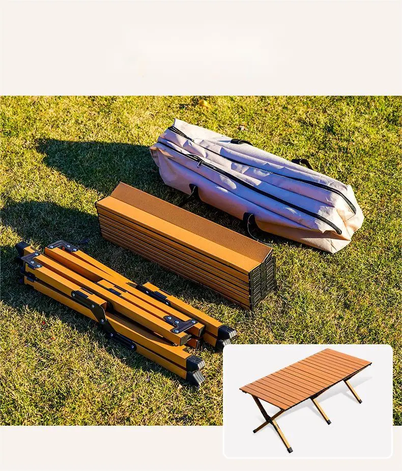 Outdoor BBQ Picnic Camping Folding Portable Metal Carbon Steel Egg Roll Table