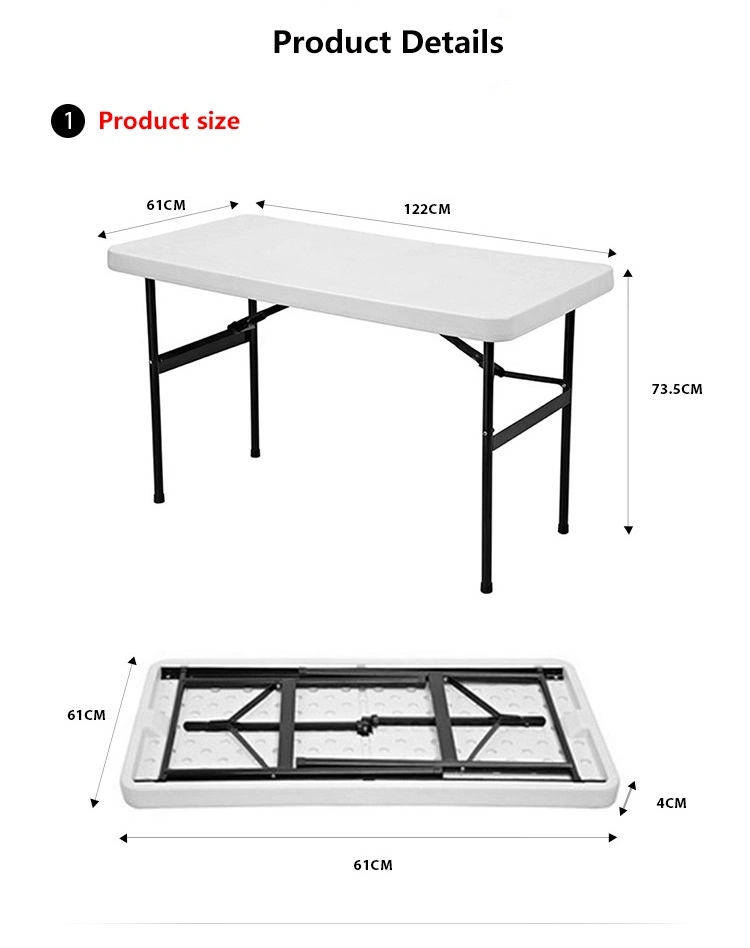 Rectangular 4FT Plastic Folding Table 120 Cm