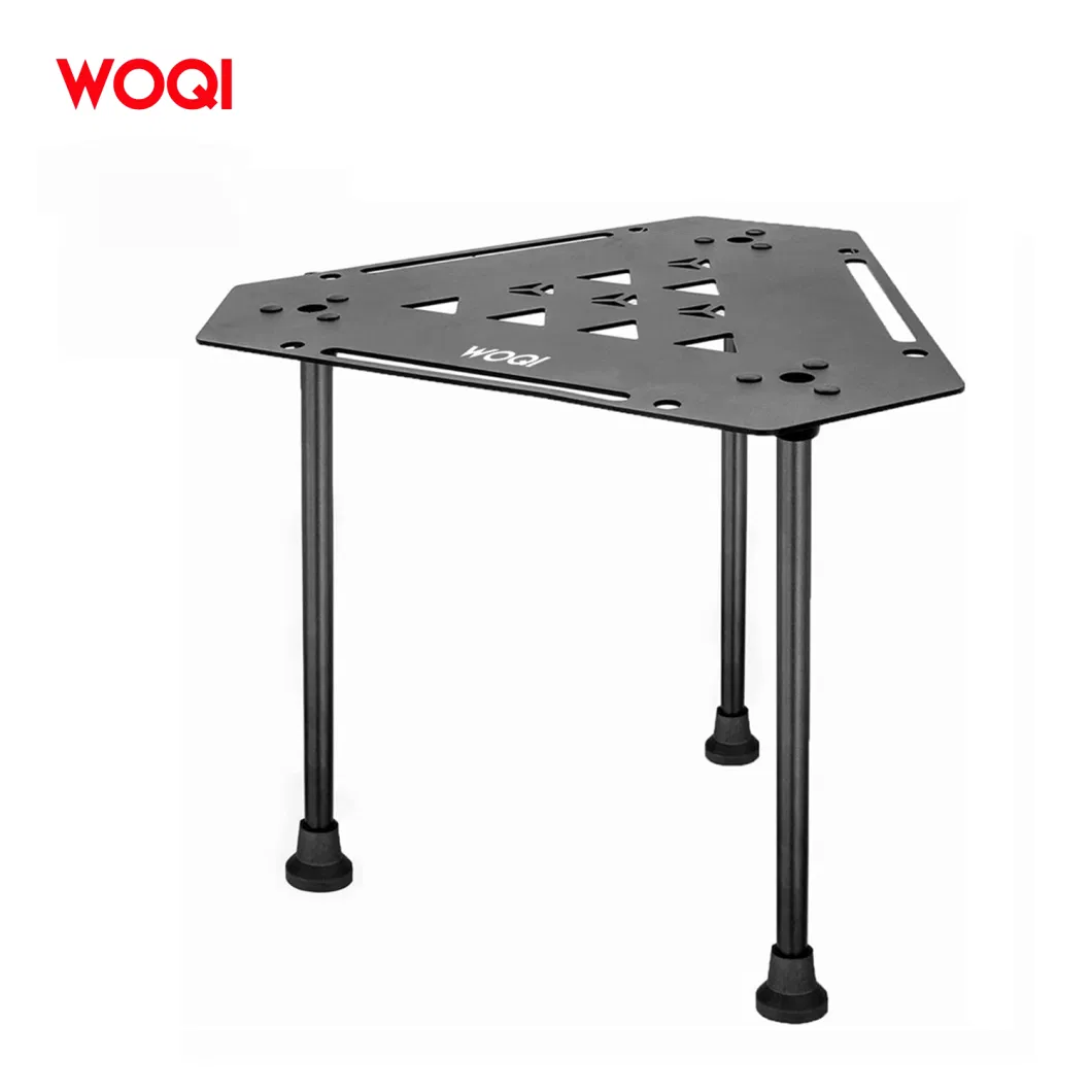 Black Adjustable Height Portable Ultra Light Folding Camping Barbecue Table with Holes