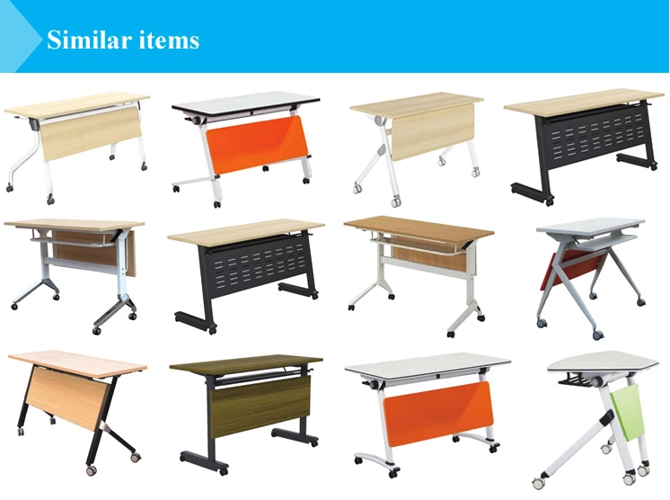 Simple Office Metal Movable Fold Away Lecture Folding Collapsible Flip up Top Training Room School College Study Table with Castors