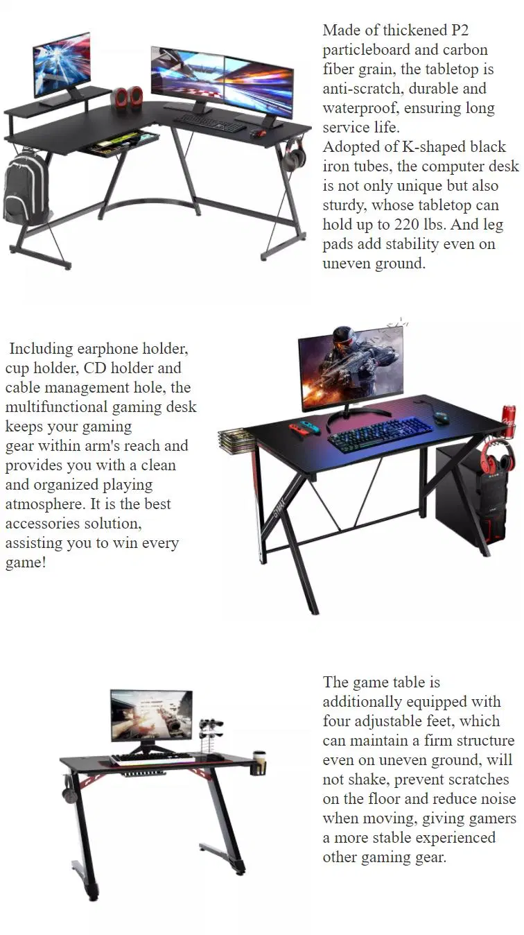 High Quality LED Laptop Desk Nice Design Simple PC Computer Gaming Desk Gaming Table PC Desk