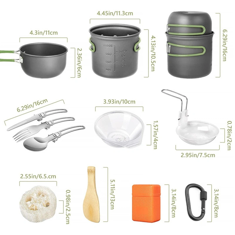 New Arrived High Quality Camping Cookware Mess Kit for Backpacking Gear for Outdoor Camping