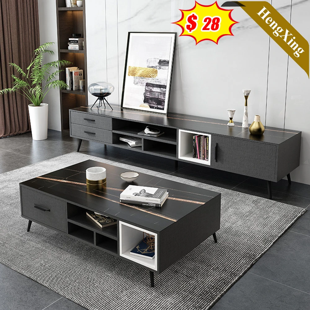 Black and Grey Colour Multifunction Folding Lift Coffee Table with Side Table