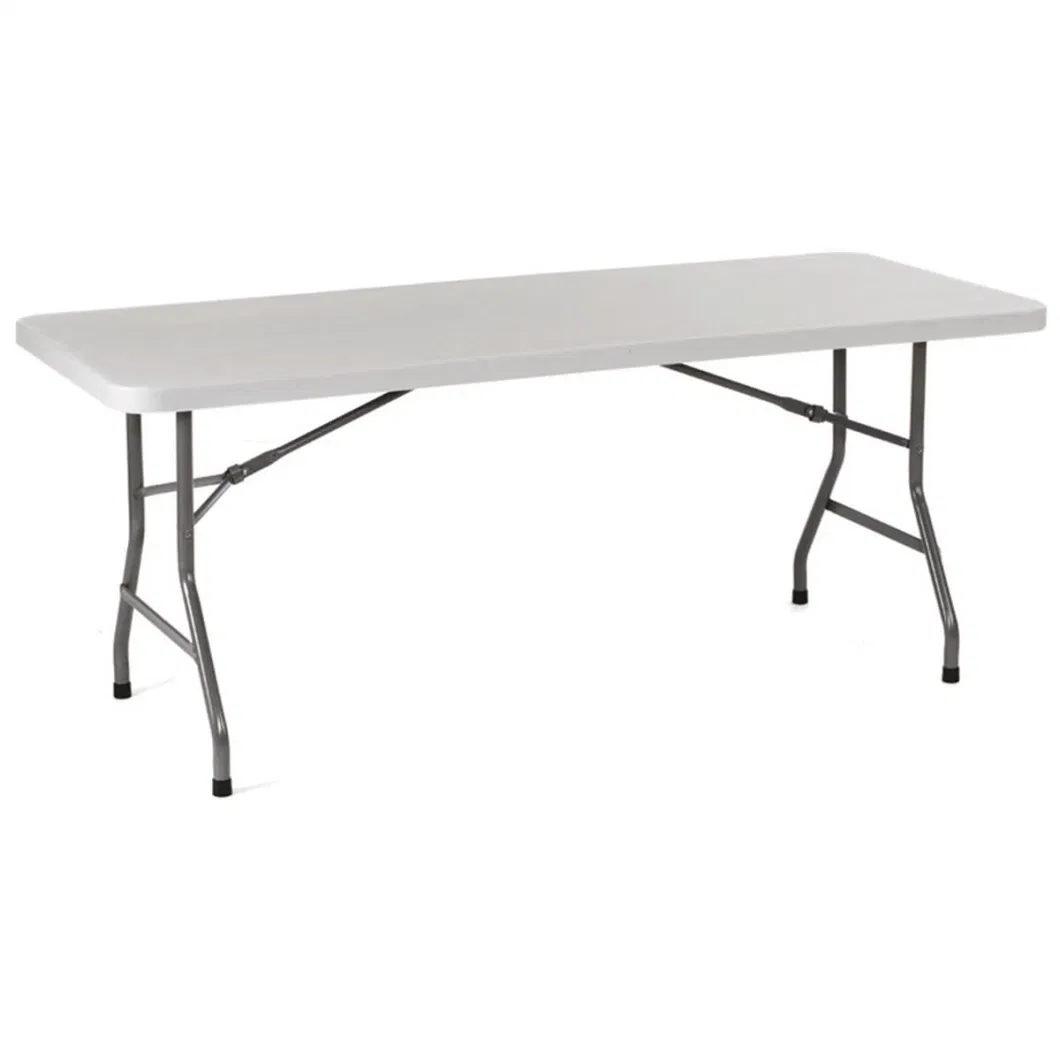 Factory Wholesale 6 Foot Banquet Event White One-Piece HDPE Tabletop Plastic Solid Non Folding Table