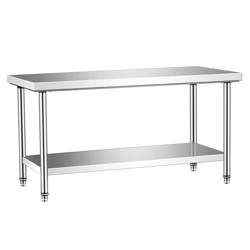 Double Layers Stainless Steel Folding Work Table with Under Shelf for Kitchen