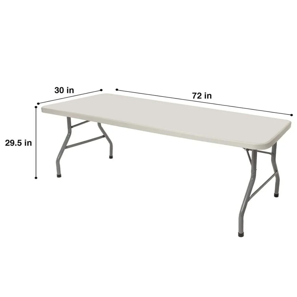 Factory Wholesale 6 Foot Banquet Event White One-Piece HDPE Tabletop Plastic Solid Non Folding Table