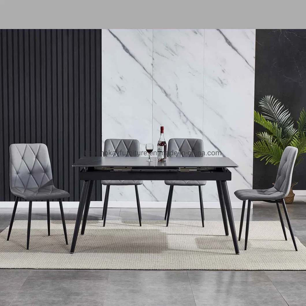 Modern Furniture Slate Ceramic Table Luxury Folding Extendable Dining Table Sets Sintered Stone Ceramic Italia White Marble Dining Table and Chair Sets