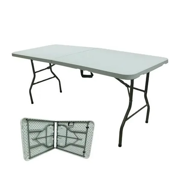 Portable Outdoor Balcony Easy Foldable Kitchen Dining Table Catering Banquet Picnic Plastic White Folding Camping Table