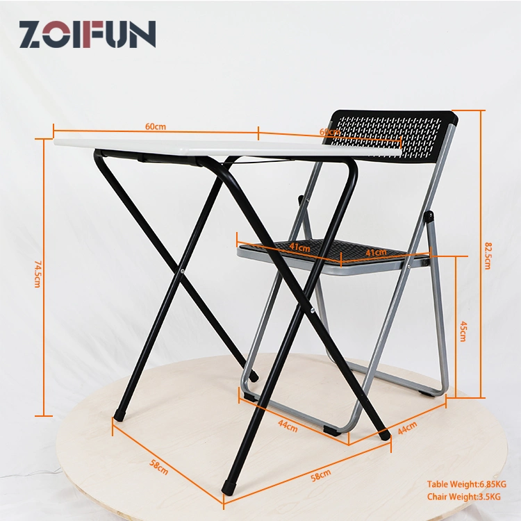 Simple Wooden Plastic Foldable Table Chair Group; School Classroom Examination Outdoor Garden Meeting Set